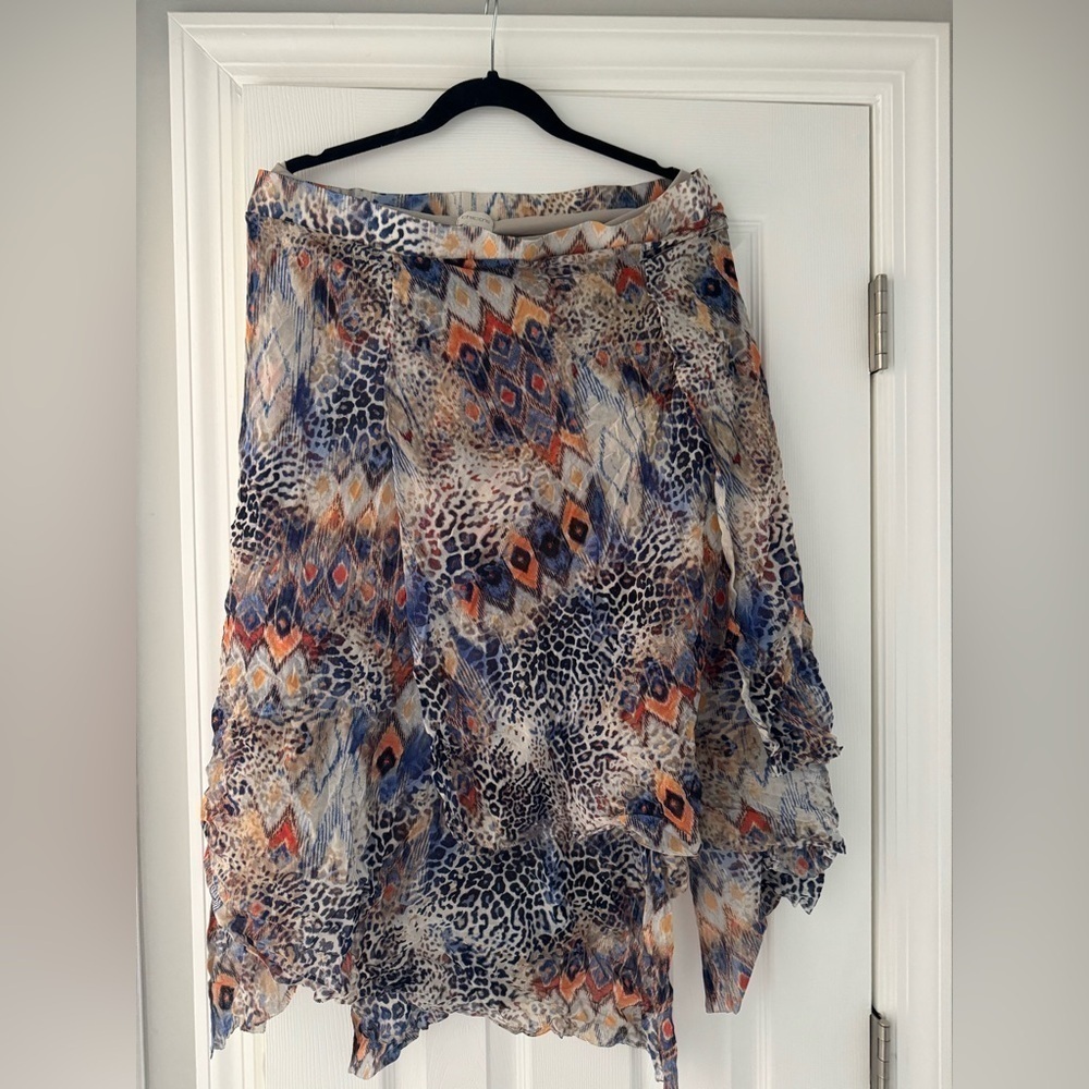 Chico's Blue and Orange‎ Asymmetrical Skirt